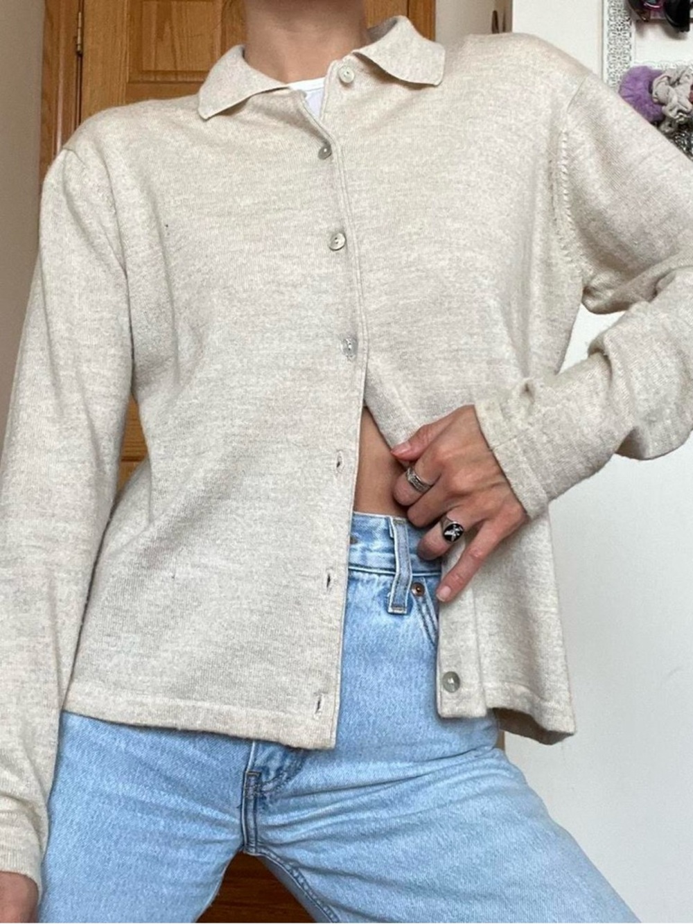 Vintage Collared Button Down Collared Knit Cardigan / Shirt